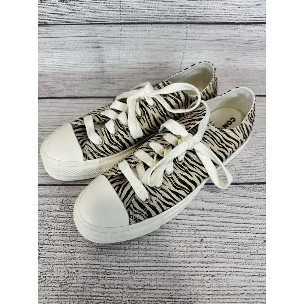 Converse Women's Ivory & Black Zebra Printed Platform Sneakers Size 11 - Picture 11 of 11